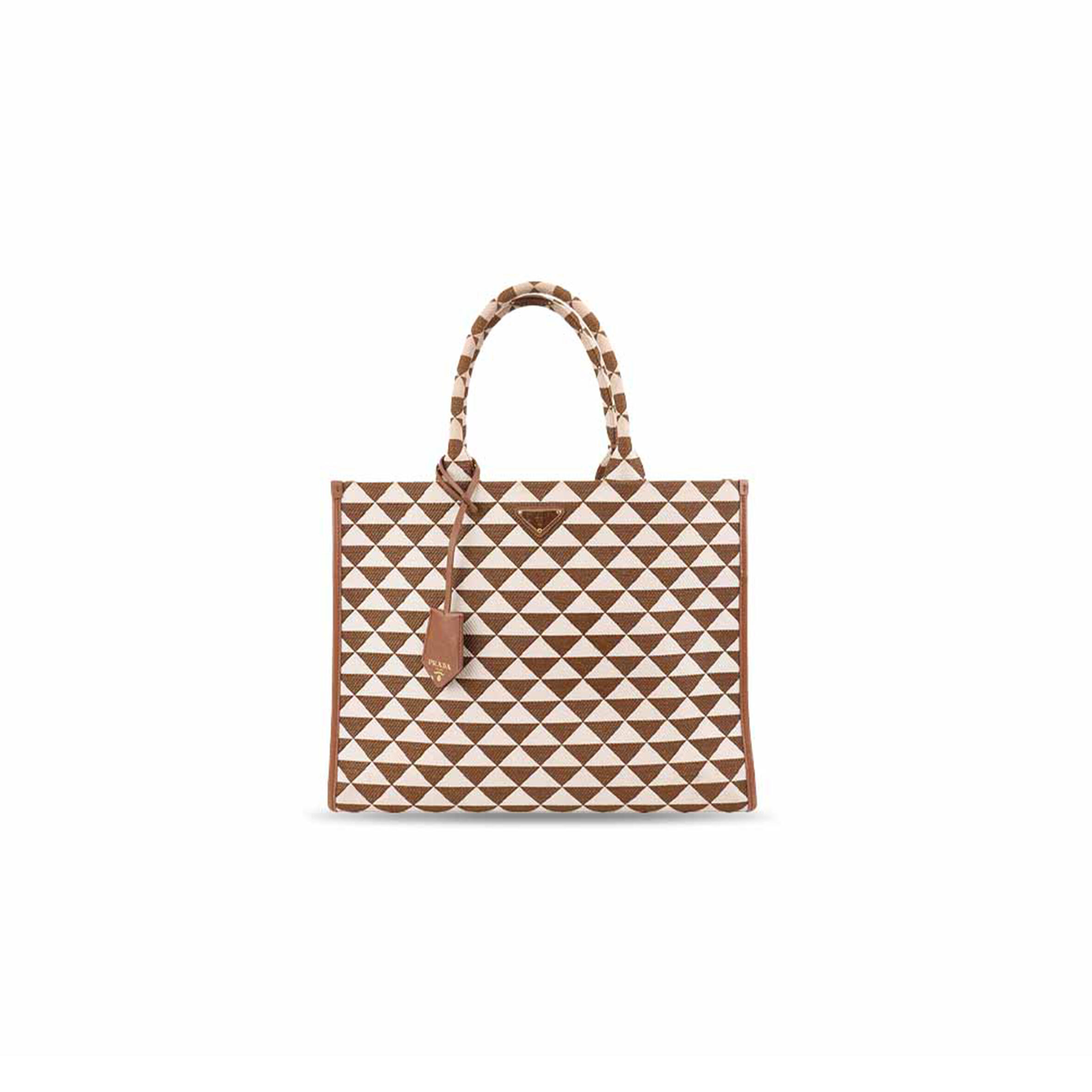 PRADA BROWN CREAM LARGE SYMBOLE TOTE 1BA356 (39*31*11cm)